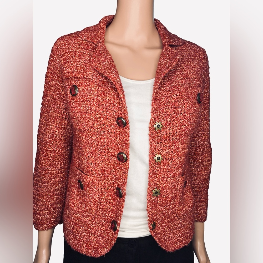 Cynthia Steffe Coral Tweed Blazer Small Knit